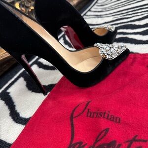 Christian Louboutin Black Heels with Crystal Embellishment